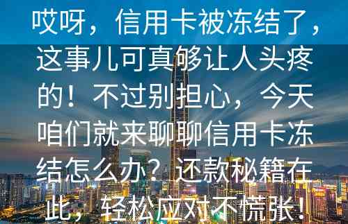 哎呀，信用卡被冻结了，这事儿可真够让人头疼的！不过别担心，今天咱们就来聊聊信用卡冻结怎么办？还款秘籍在此，轻松应对不慌张！