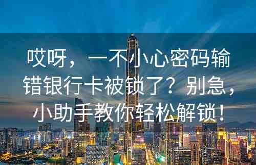 哎呀，一不小心密码输错银行卡被锁了？别急，小助手教你轻松解锁！