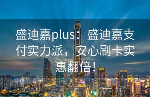 盛迪嘉plus：盛迪嘉支付实力派，安心刷卡实惠翻倍！