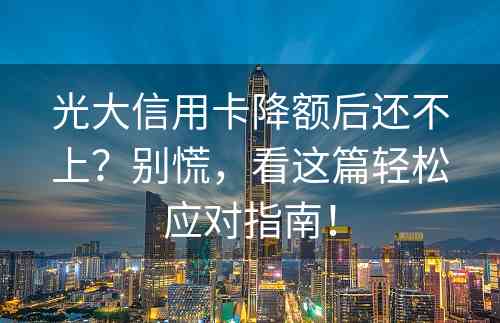 光大信用卡降额后还不上？别慌，看这篇轻松应对指南！