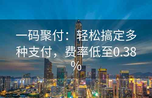 一码聚付：轻松搞定多种支付，费率低至0.38%