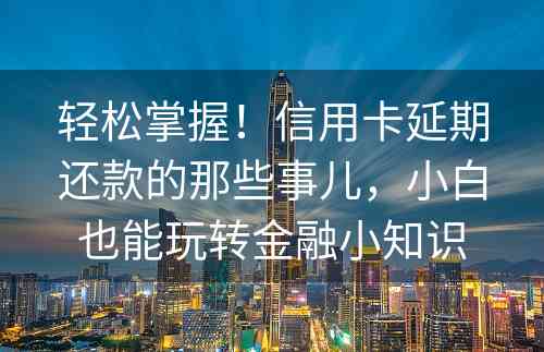 轻松掌握！信用卡延期还款的那些事儿，小白也能玩转金融小知识