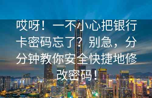 哎呀！一不小心把银行卡密码忘了？别急，分分钟教你安全快捷地修改密码！