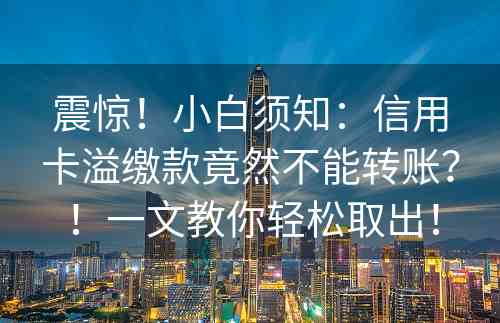 震惊！小白须知：信用卡溢缴款竟然不能转账？！一文教你轻松取出！