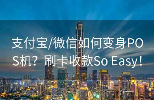 支付宝/微信如何变身POS机？刷卡收款So Easy！