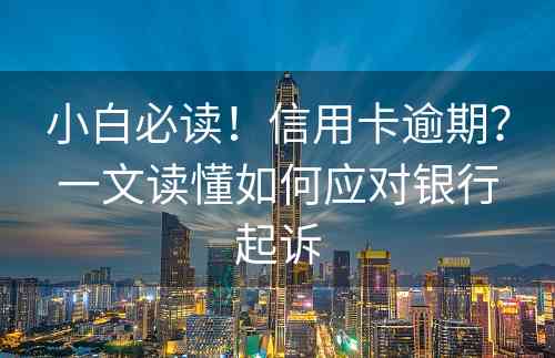 小白必读！信用卡逾期？一文读懂如何应对银行起诉