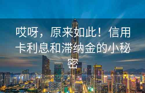 哎呀，原来如此！信用卡利息和滞纳金的小秘密