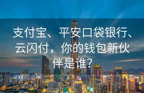 支付宝、平安口袋银行、云闪付，你的钱包新伙伴是谁？