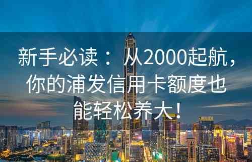 新手必读 ：从2000起航，你的浦发信用卡额度也能轻松养大！