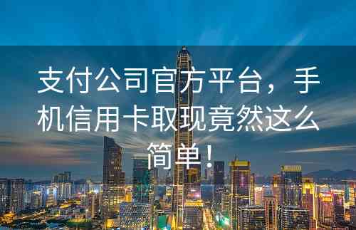 支付公司官方平台，手机信用卡取现竟然这么简单！