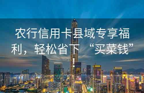 农行信用卡县域专享福利，轻松省下 “买菜钱”！