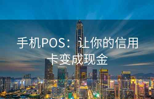 手机POS：让你的信用卡变成现金