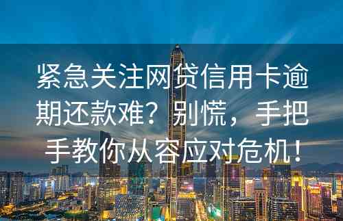 紧急关注网贷信用卡逾期还款难？别慌，手把手教你从容应对危机！