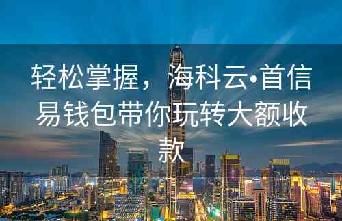 轻松掌握，海科云•首信易钱包带你玩转大额收款