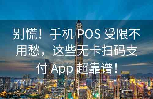 别慌！手机 POS 受限不用愁，这些无卡扫码支付 App 超靠谱！