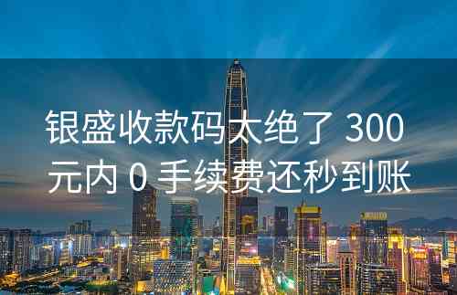 银盛收款码太绝了 300 元内 0 手续费还秒到账