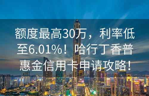 额度最高30万，利率低至6.01%！哈行丁香普惠金信用卡申请攻略！