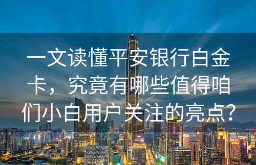 一文读懂平安银行白金卡，究竟有哪些值得咱们小白用户关注的亮点？