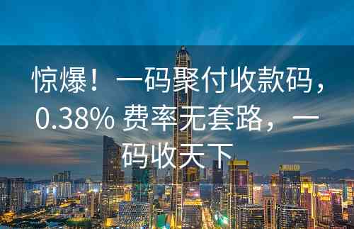 惊爆！一码聚付收款码，0.38% 费率无套路，一码收天下