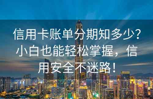 信用卡账单分期知多少？小白也能轻松掌握，信用安全不迷路！