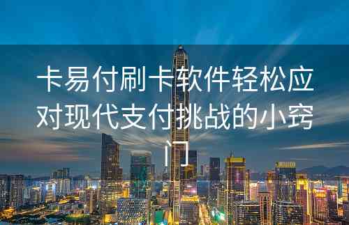 卡易付刷卡软件轻松应对现代支付挑战的小窍门